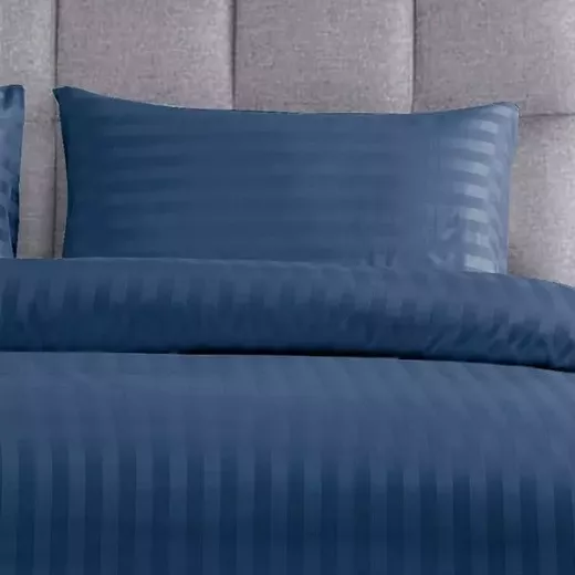 Nova Home UltraStripe Hotel Style Duvet Cover Set, Twin Size, Navy Color