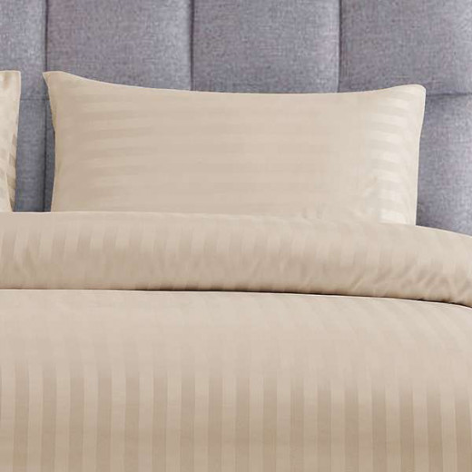 Nova Home UltraStripe Hotel Style Duvet Cover Set, 220x260 Size, Beige Color