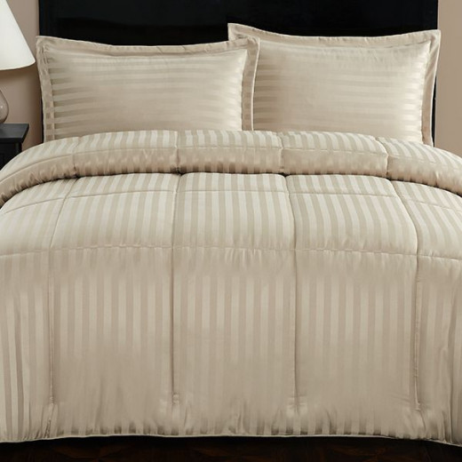 Nova home ultrastripe hotel style pillowcase set, beige color