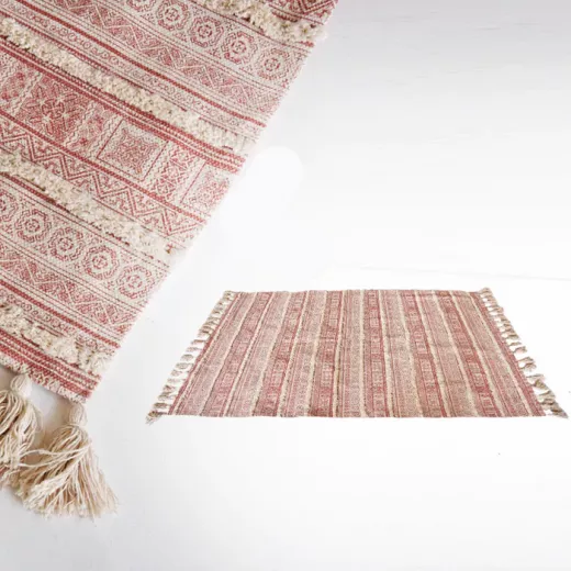 Nova home mandala woven rug, cotton, coral color