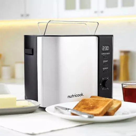 Nutricook 2 Slice Stainless Steel LED Digital Toaster, 800 Watt