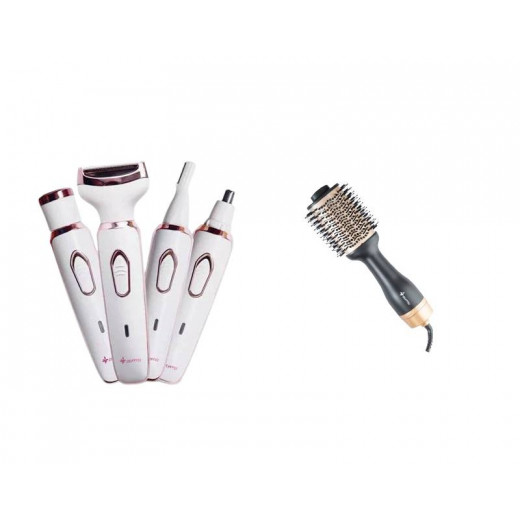 Silkypel 4 in 1 Shaver and Trimmer Set + Hair Blow Dryer Brush