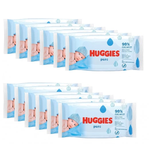 Huggies Pure Baby Wipes, 56 Wipes, 12 Packs