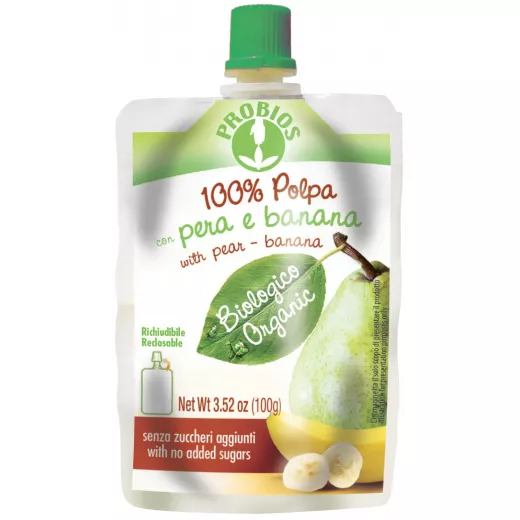 Probios Organic Pear & Banana Pulp, 100 Gram, 6 Packs