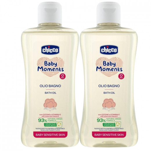 Chicco Baby Moments Bath Oil For Sensitive Skin, 200 Ml, 2 Packs