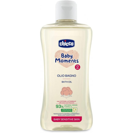 Chicco Baby Moments Bath Oil For Sensitive Skin, 200 Ml, 2 Packs
