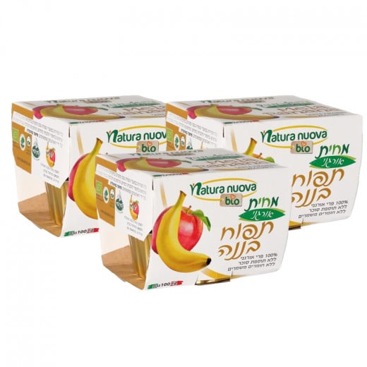 لب الفاكهة العضوي التفاح والموز, 2*100 جم من ناتورا نوفا, 3 عبوات