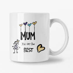 كوب قهوة للأم، بتصميم القلوب