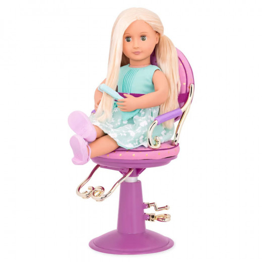 Our Generation Sitting Pretty Doll Salon Chair Quilted Hearts, Lilac