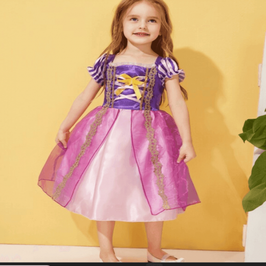 فستان فاخر للفتيات الصغيرات، مصمم على شكل الأميرة رابونزيل من كاي كوستيومز