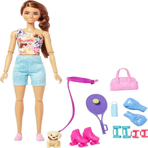 Barbie | Wellness Workout Outfit Roller Skates and Tennis with Puppy