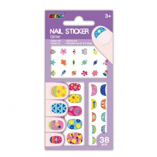 AVENIR - Nail Sticker Glitter - Flower