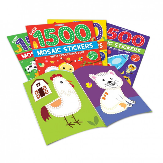 Dreamland 1500 Mosaic Stickers Book with Coloring Fun
