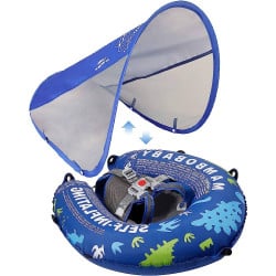 Self-inflating chest float with canopy