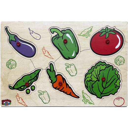 My school educational wooden puzzle vegetables toy