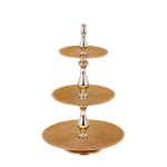 Vague Aluminium Round 3 Tier Stand with Stainless Steel Gold Finish 30 centimeter India