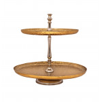 Vague Aluminium Round 2 Tier Stand with Stainless Steel Gold Finish 41 centimeter India