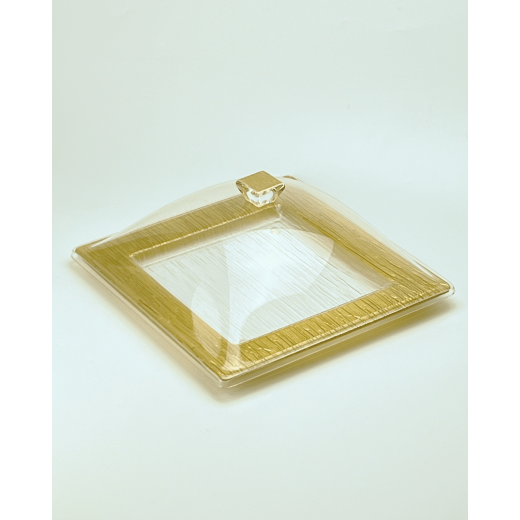 Vague Acrylic Square Serving Set Bark Golden 31 centimeter