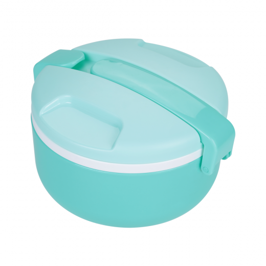 Vague Plastic Two Layer Round Lunch Box  Green,Blue,Pink 1.5 Liter