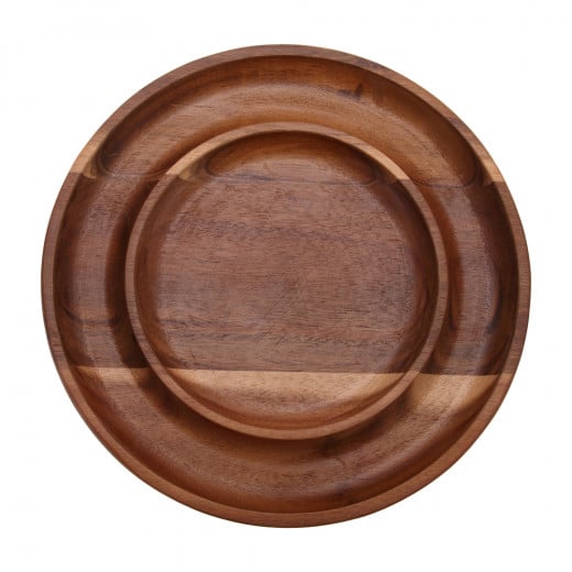 Vague Round Wooden Fruit Tray 28 Cm
