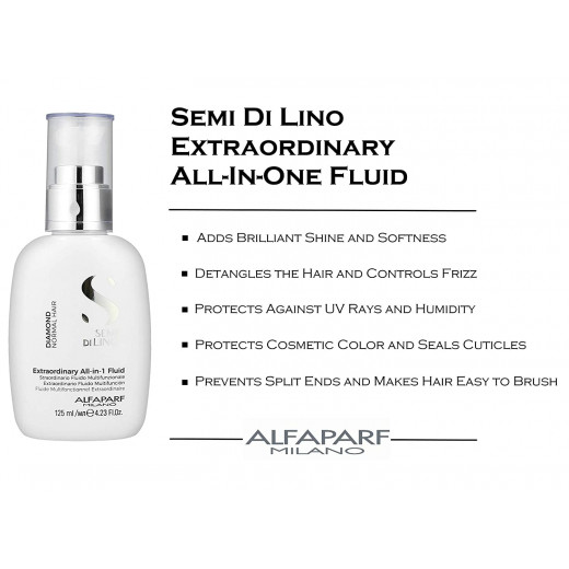 Alfaparf Milano Semi di Lino Diamond Extraordinary All-in-1 Leave-In Fluid with Thermal Protection - Detangles, Protects, Softens, Smooths, Controls, Seals Cuticles - Vegan Formula