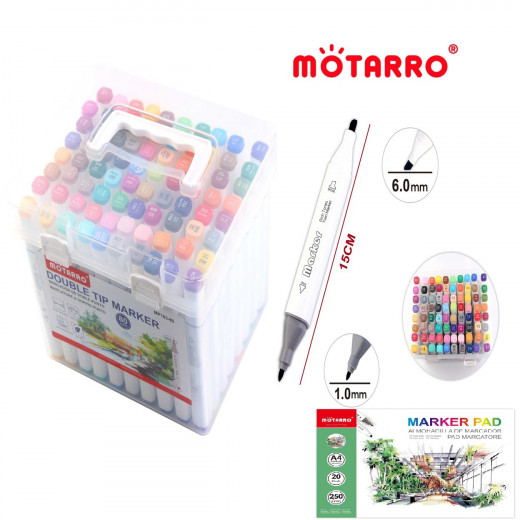 قلم ألوان ماركر المزدوج 80 لون + دفتر رسم