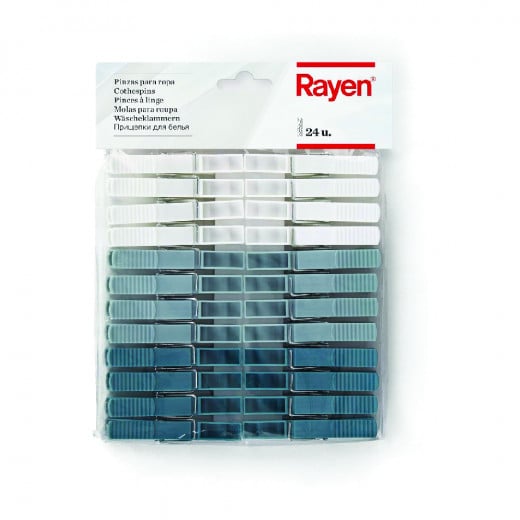 Rayen 3 Colour Clothes Pegs 24 Pieces White / Grey / Blue, 9 x 1 x 1 cm 2346