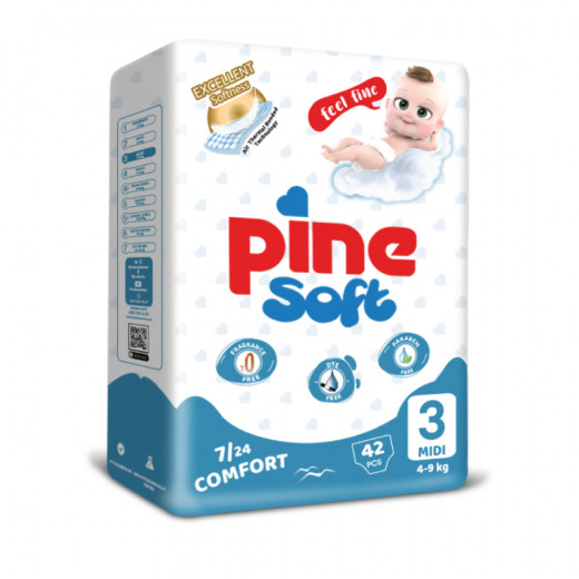 Pine Soft Diapers, Size 3, 42 pads, from 4 to 9 kg