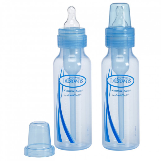 Dr. Brown's 8 oz / 250 ml PP Standard Baby Bottle - Blue, 2-Pack